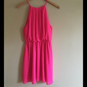 Bright Pink High Neck Dress