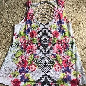 Floral cutout tank