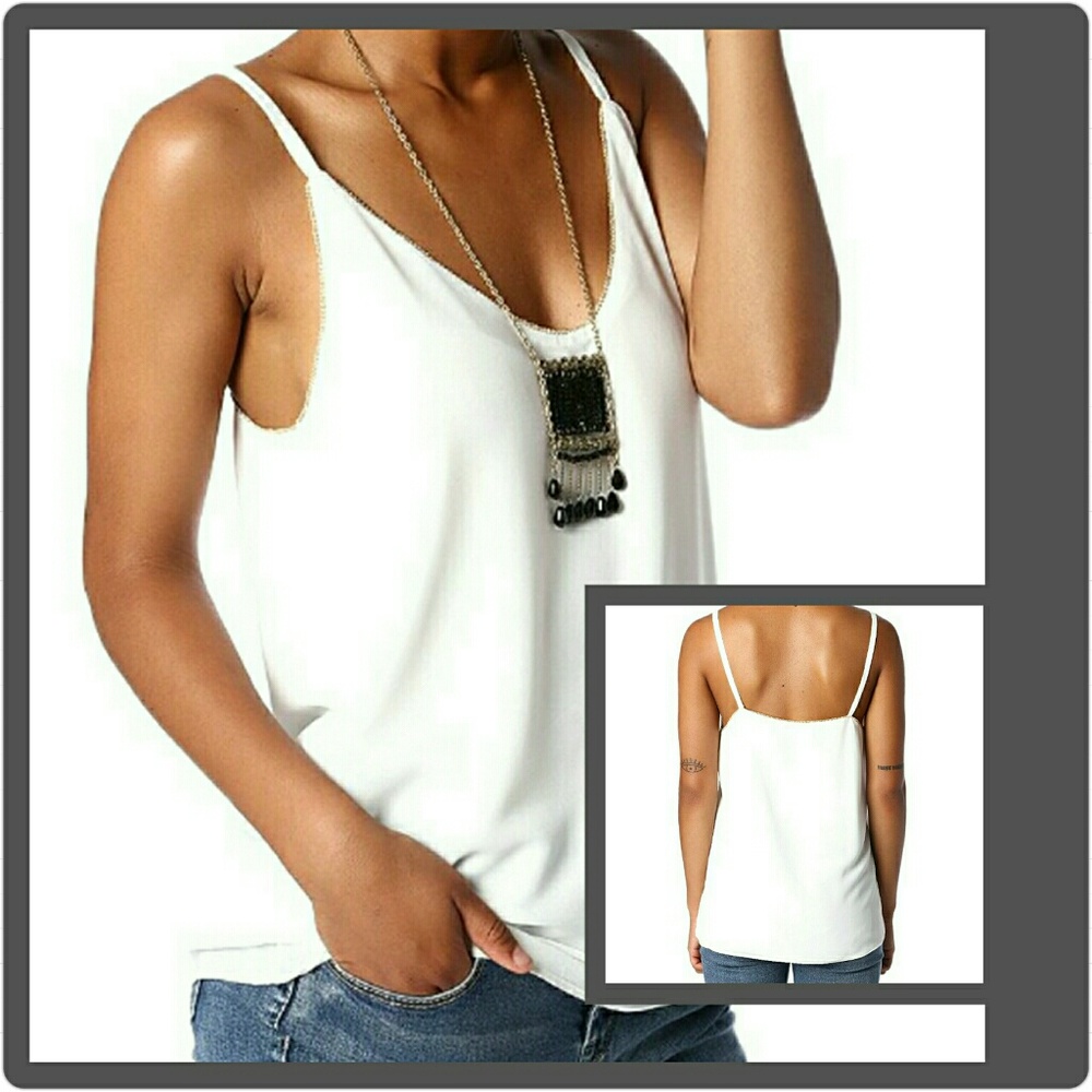 White Tank with Gold Trim Detail