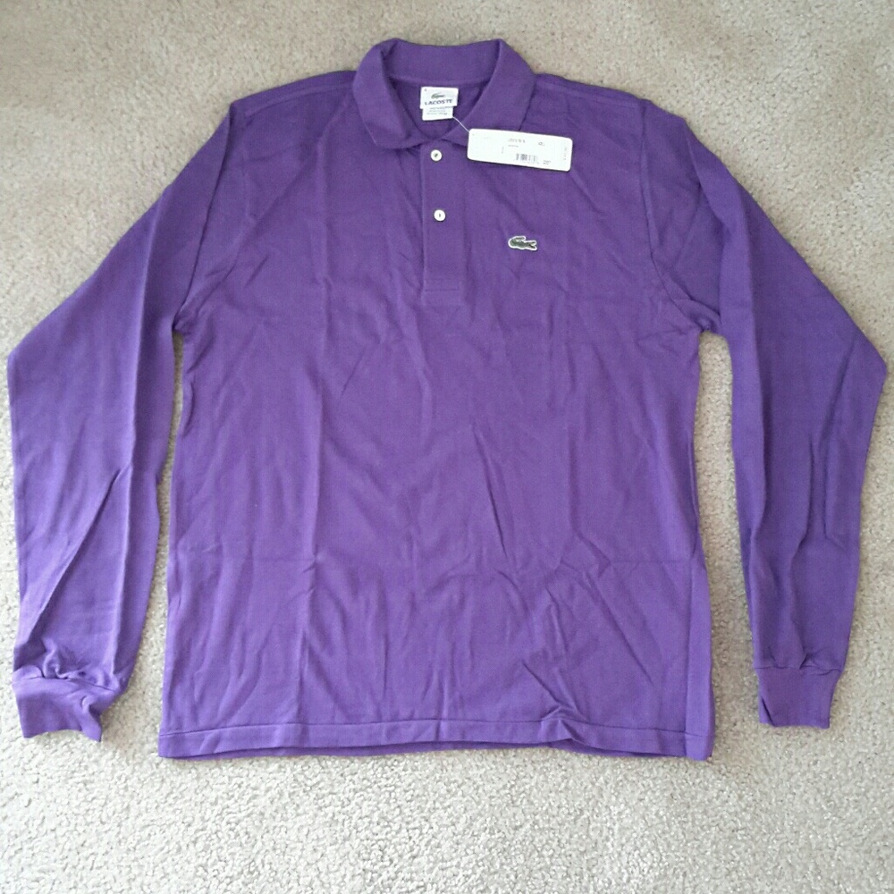 Long Sleeved Purple Lacoste Polo