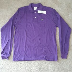 Long Sleeved Purple Lacoste Polo