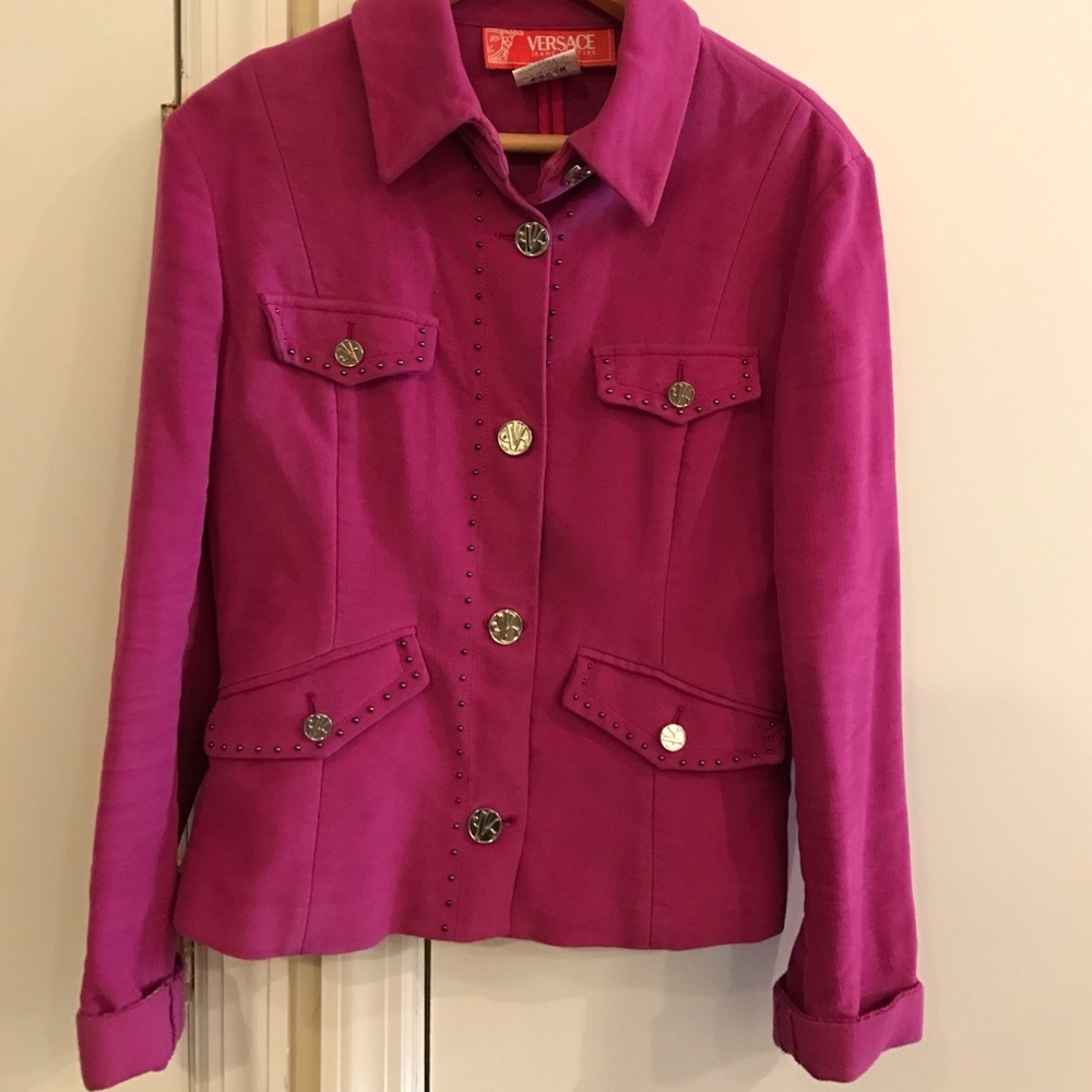 Versace hot fuchsia studded jacket