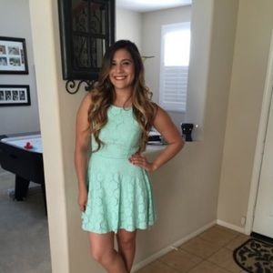 Mint green, Lace A- line flowy dress