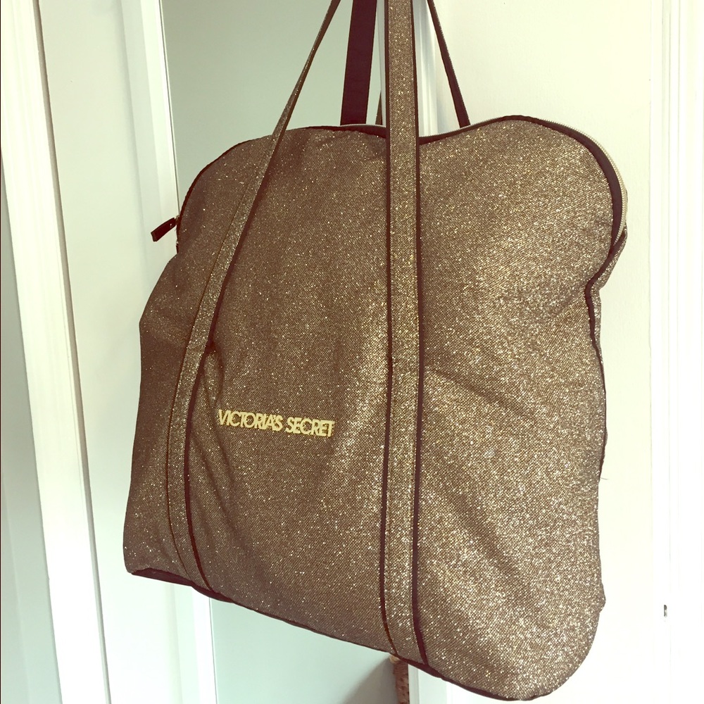 Gold glitter Victoria's Secret bag