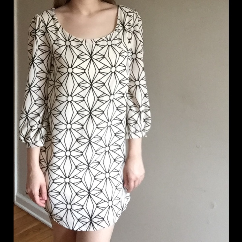 Geometric Long-Sleeved Mini Dress