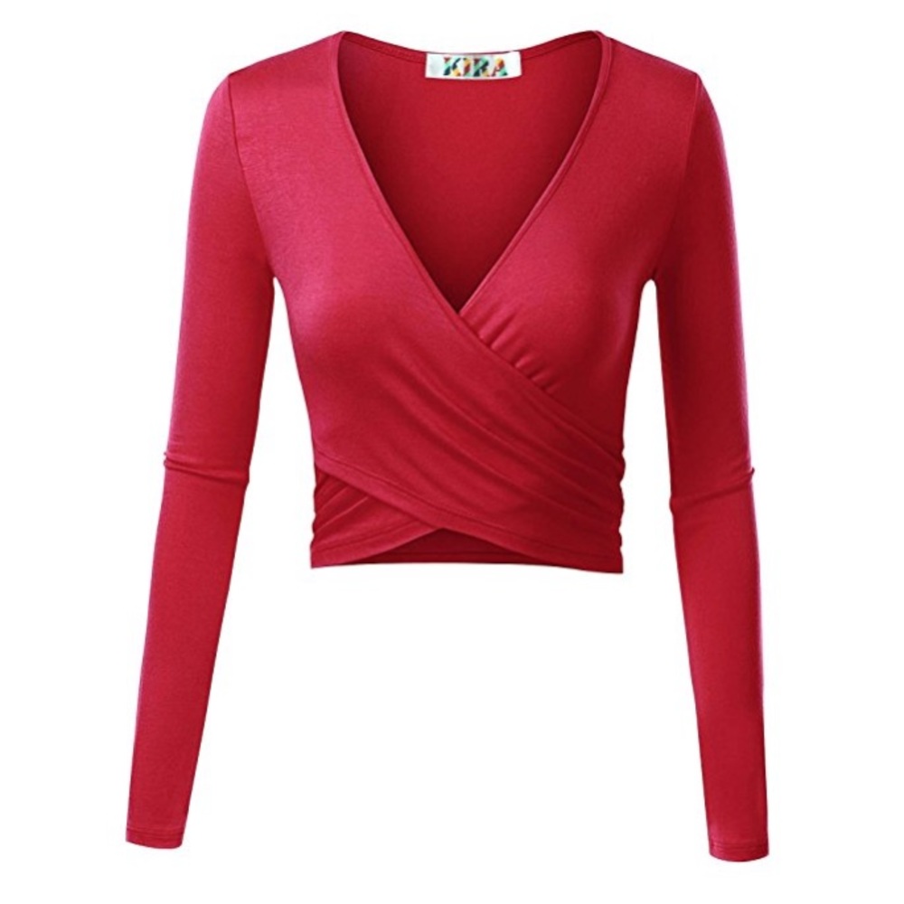 Red wrap crop top