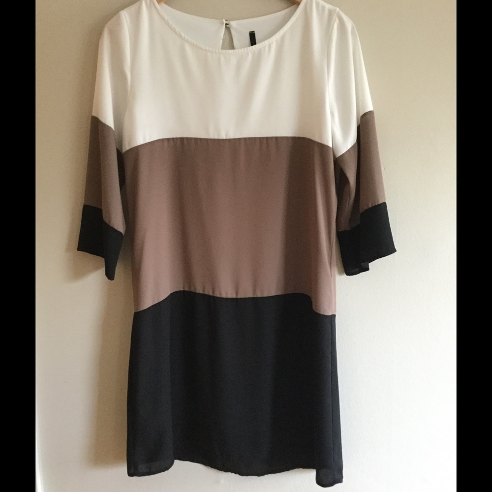 Color-Block Neutral Shift Dress