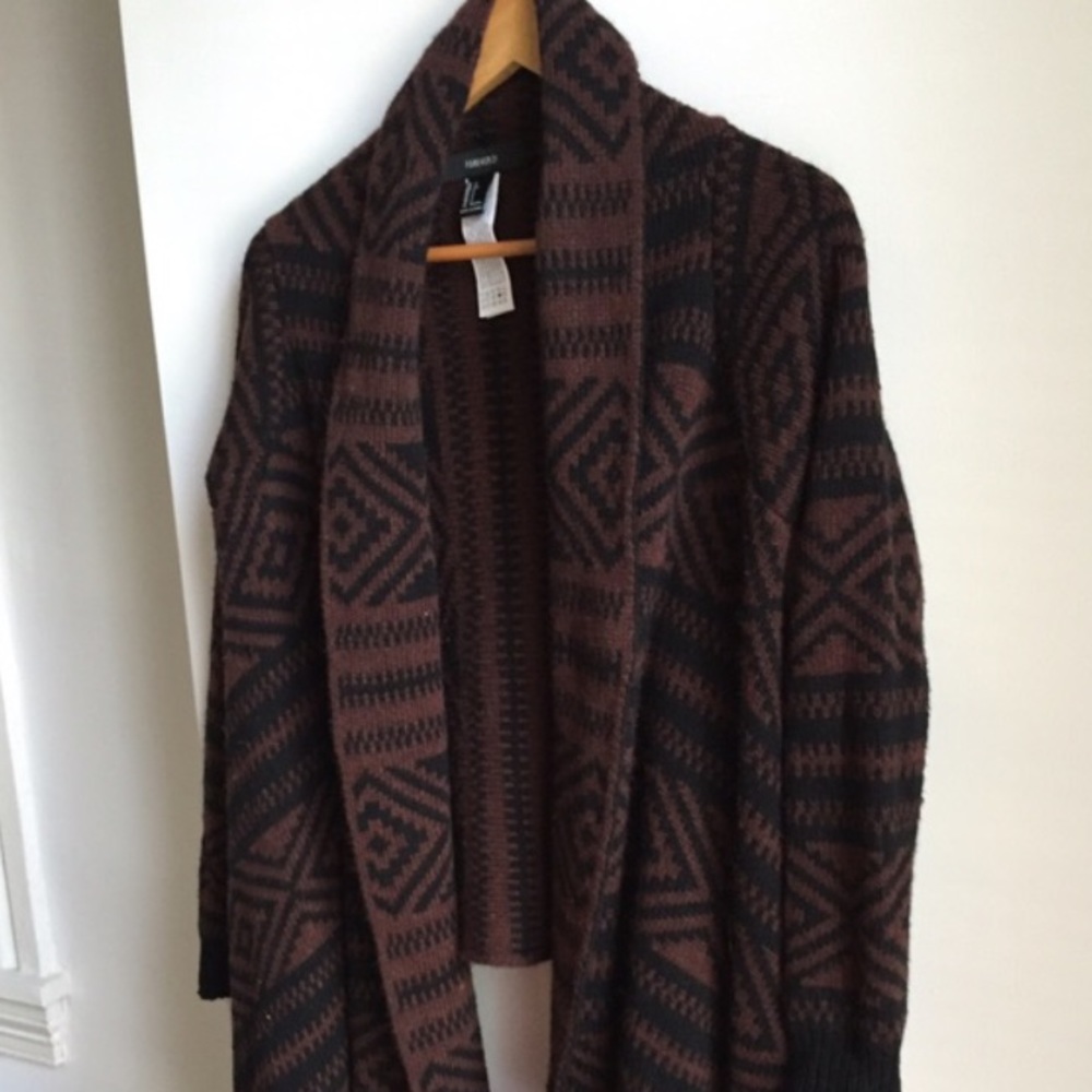 Forever 21 Aztec Warm Longline Cardigan