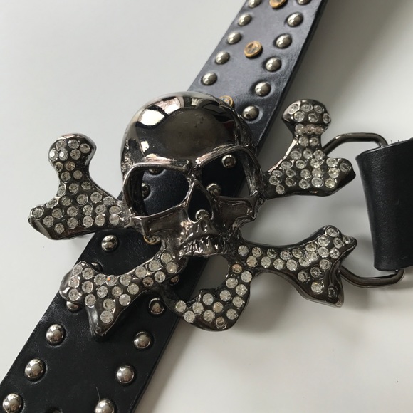 Black & Brown London Skull Belt - Picture 1 of 4