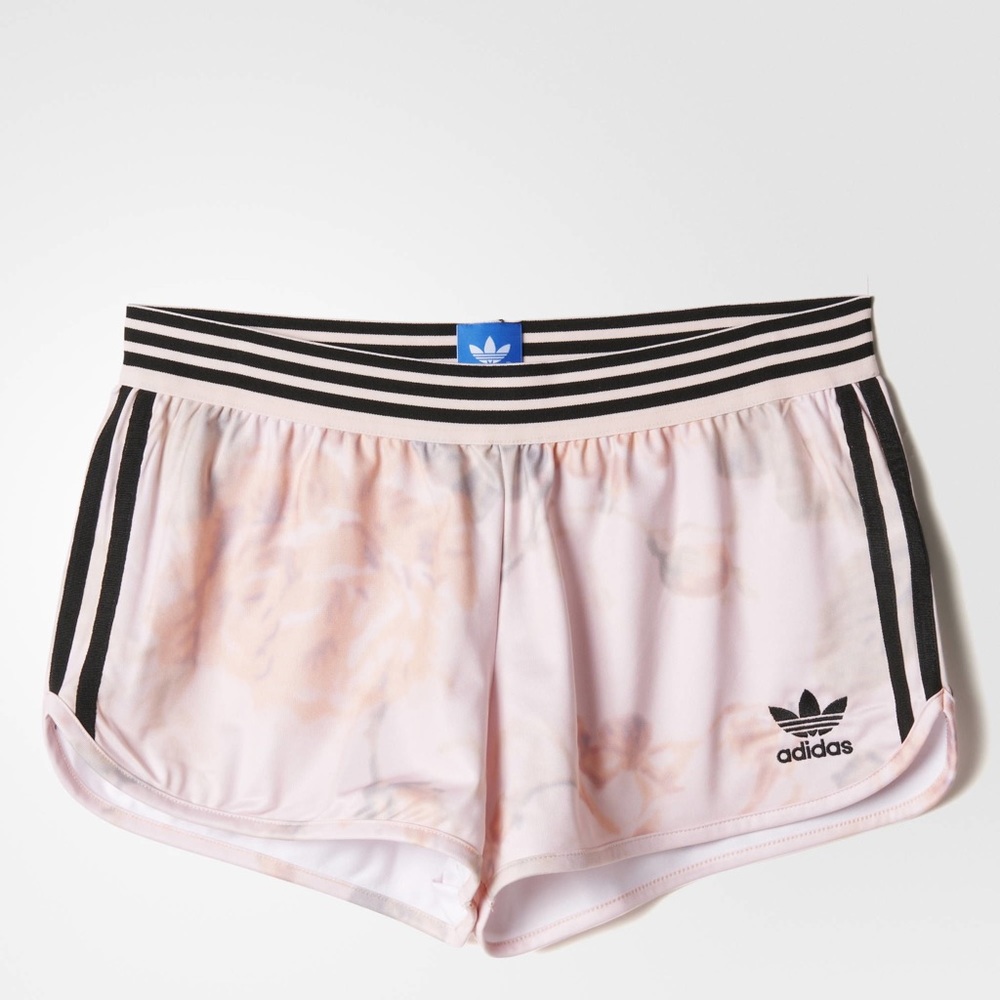 Adidas pastel rose print shorts