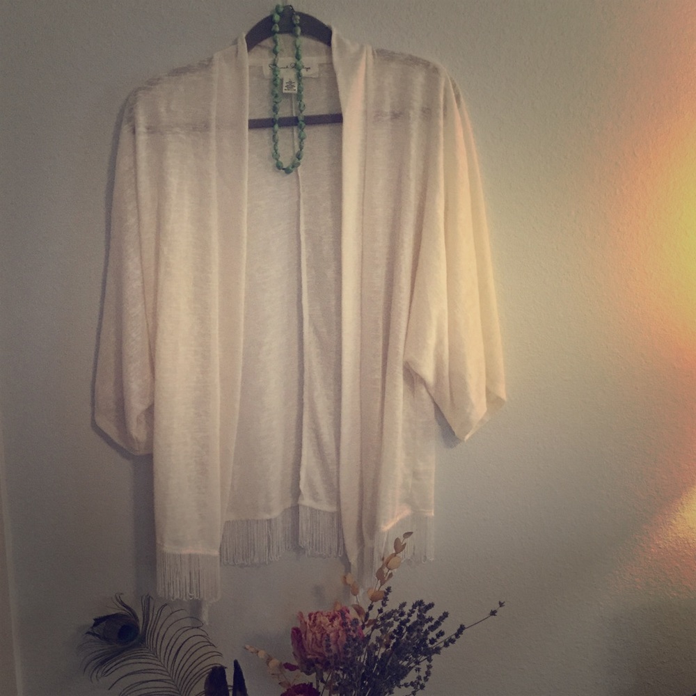Cream fringe sweater