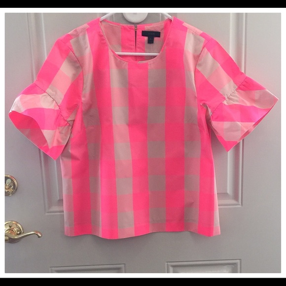 πΈπΈJCrew Buffalo Check Ruffle Sleeve TopπΈπΈ - Picture 3 of 4