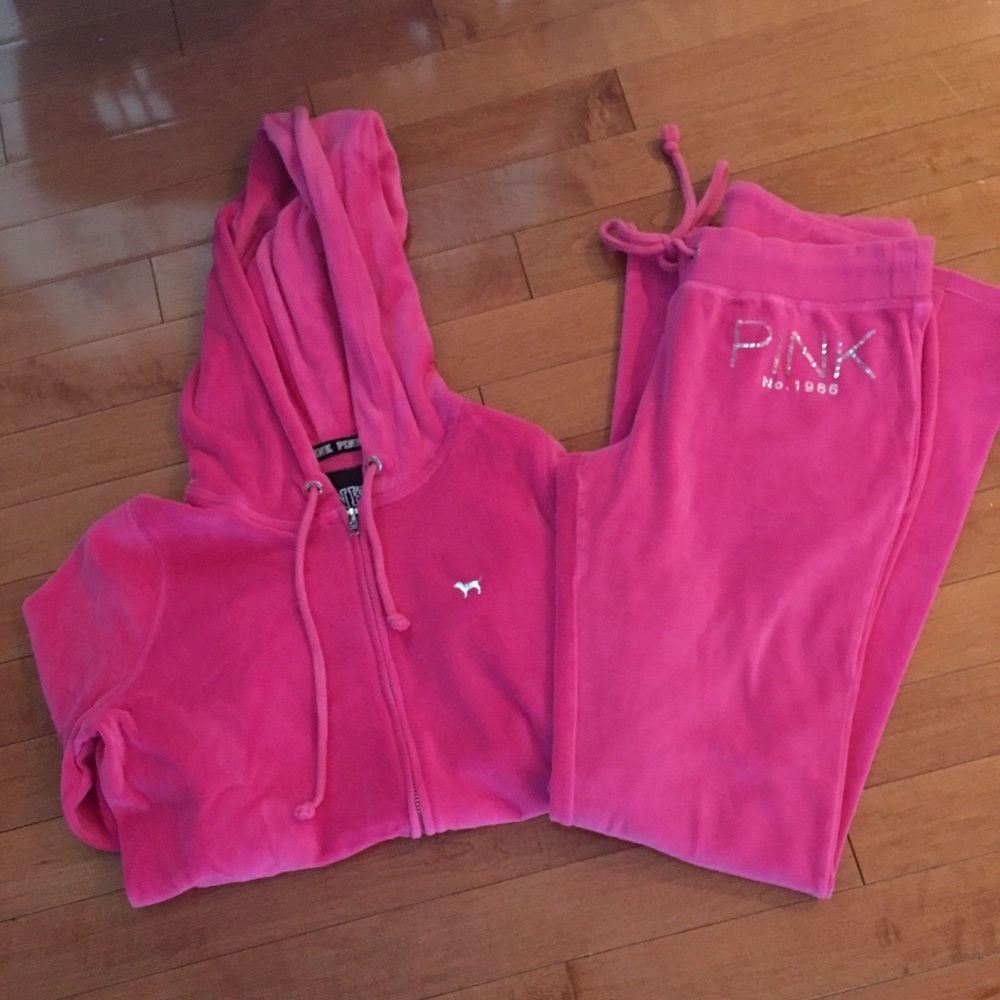 Pink velour sweat suit