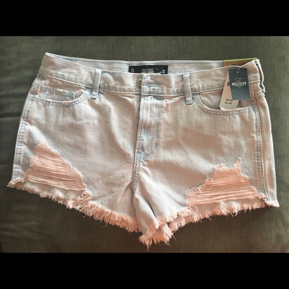 Pink tinted distressed shorts NWT