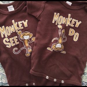 Monkey See Monkey Do matching onesies 🐒