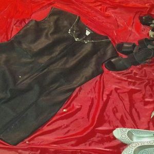 Black Faux leather Shift Dress LIKE NEW!