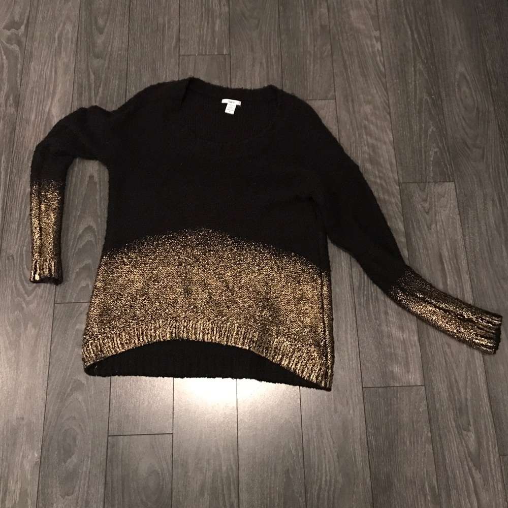 Black and dipped gold sweater