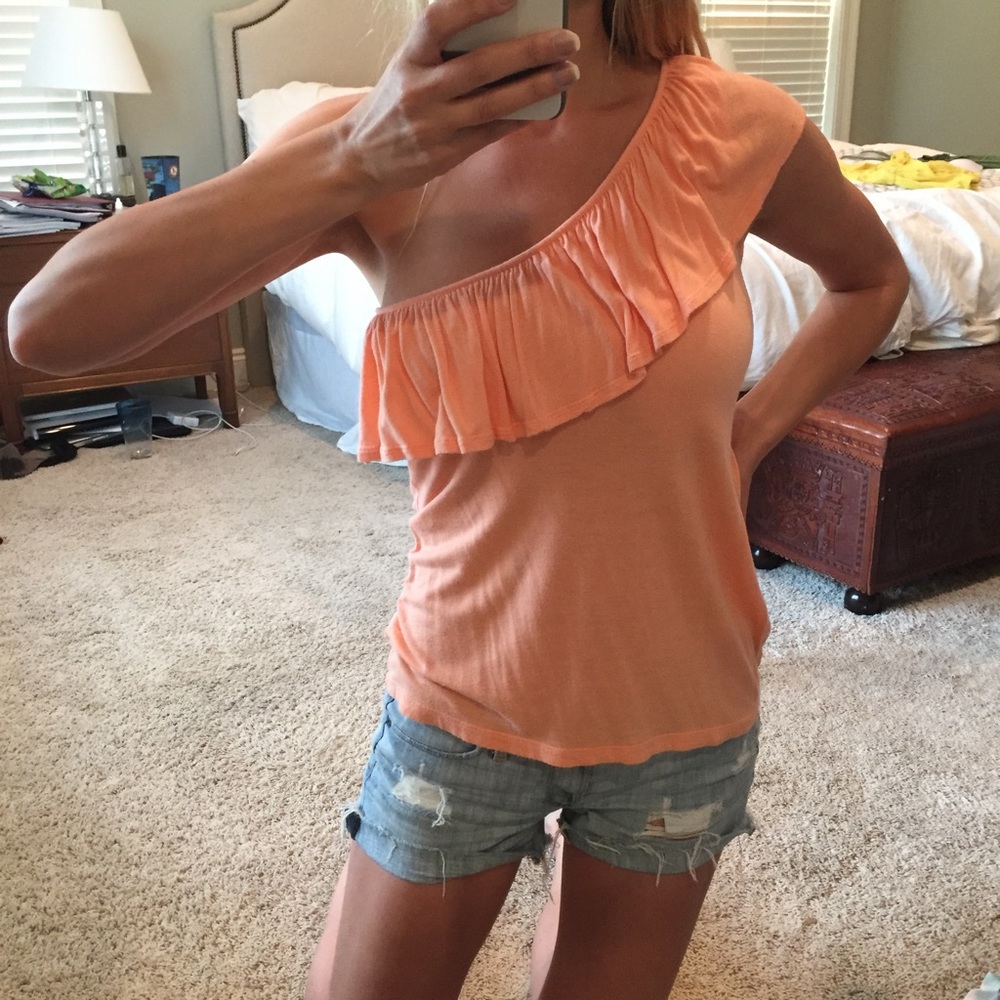 Small Mossimo peach one shoulder top