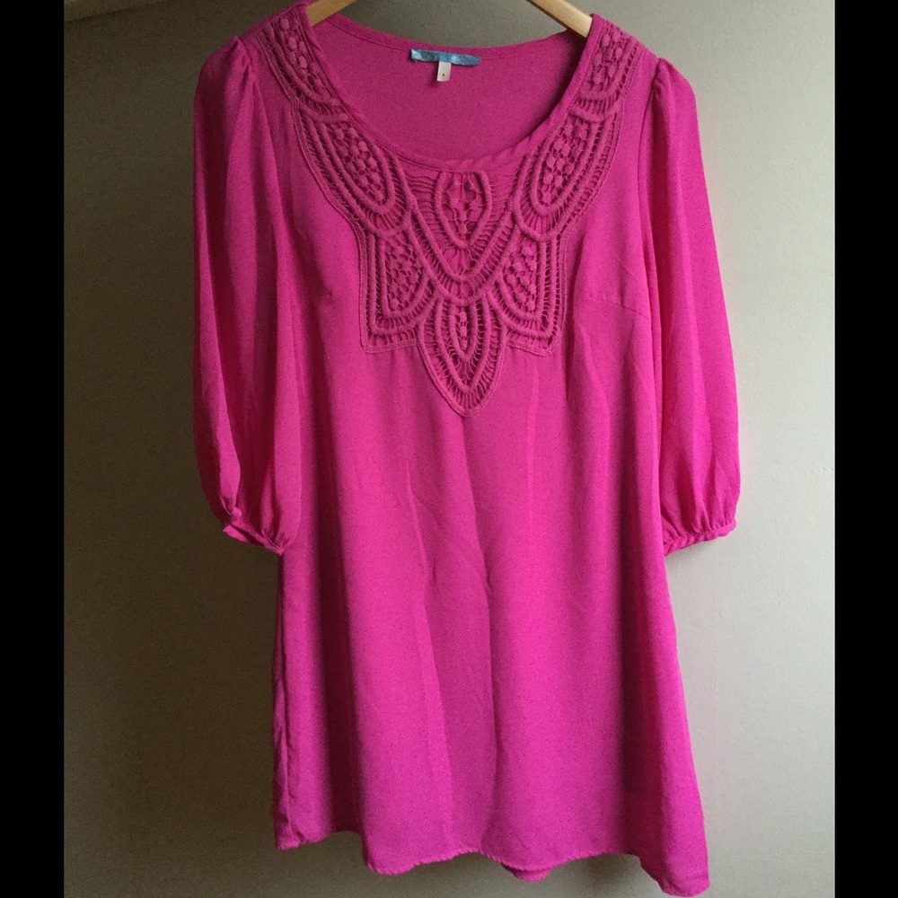 Fuchsia Shift Dress with Laced Details