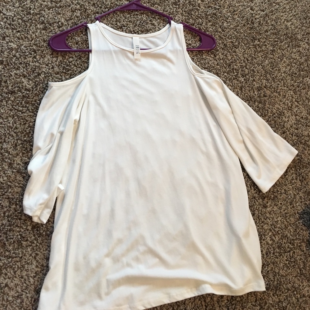 white shoulder shirt.. brand new never worn!