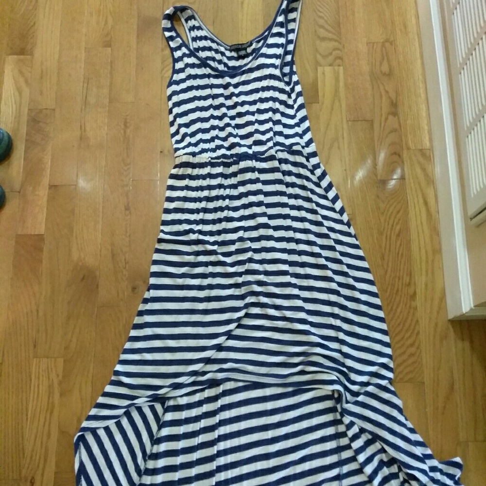 High low navy and white dress