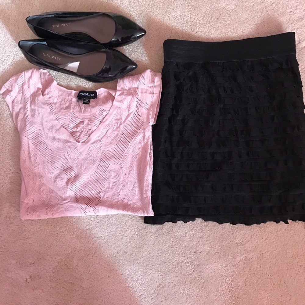SOLD Black layered short skirt