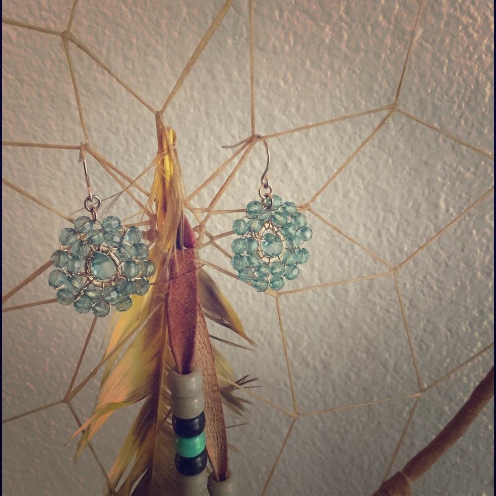 Aqua beaded earrings