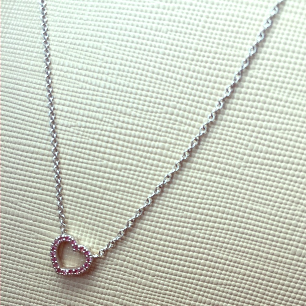 Tiffany co. Mini Pink sapphire heart necklace