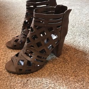 Brown Chunky Heel Sandals