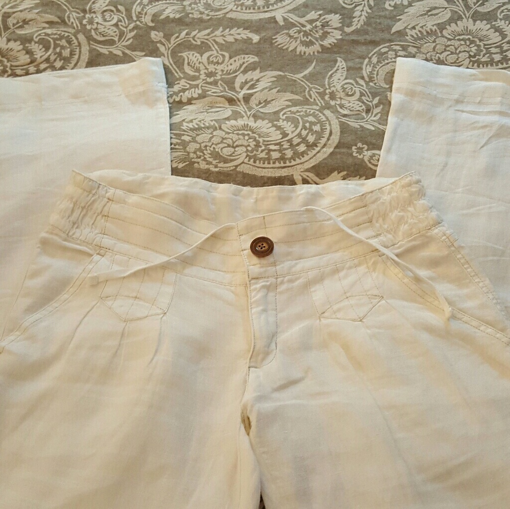 White linen pants