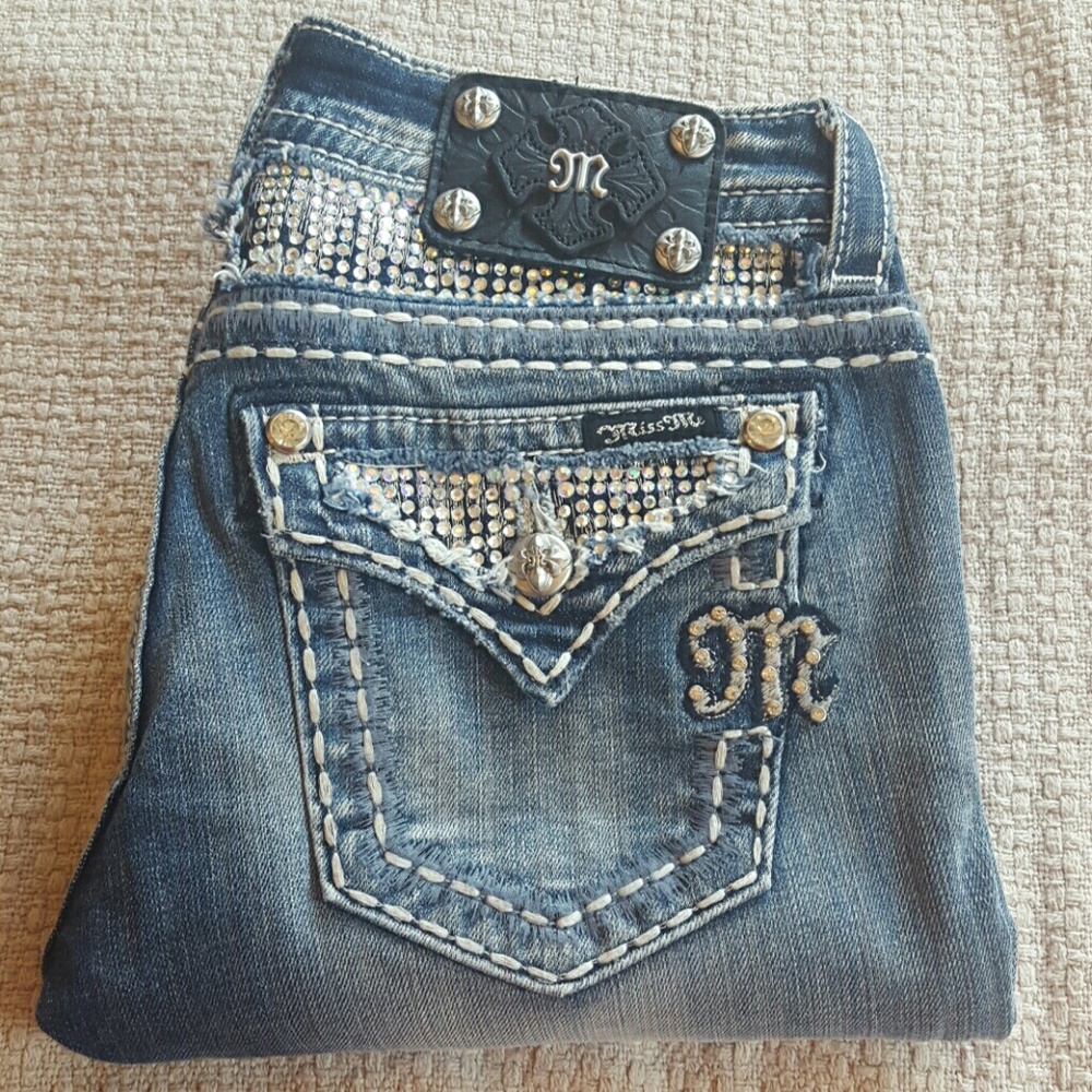 Miss Me Bling Distressed Boot Cut Jeans