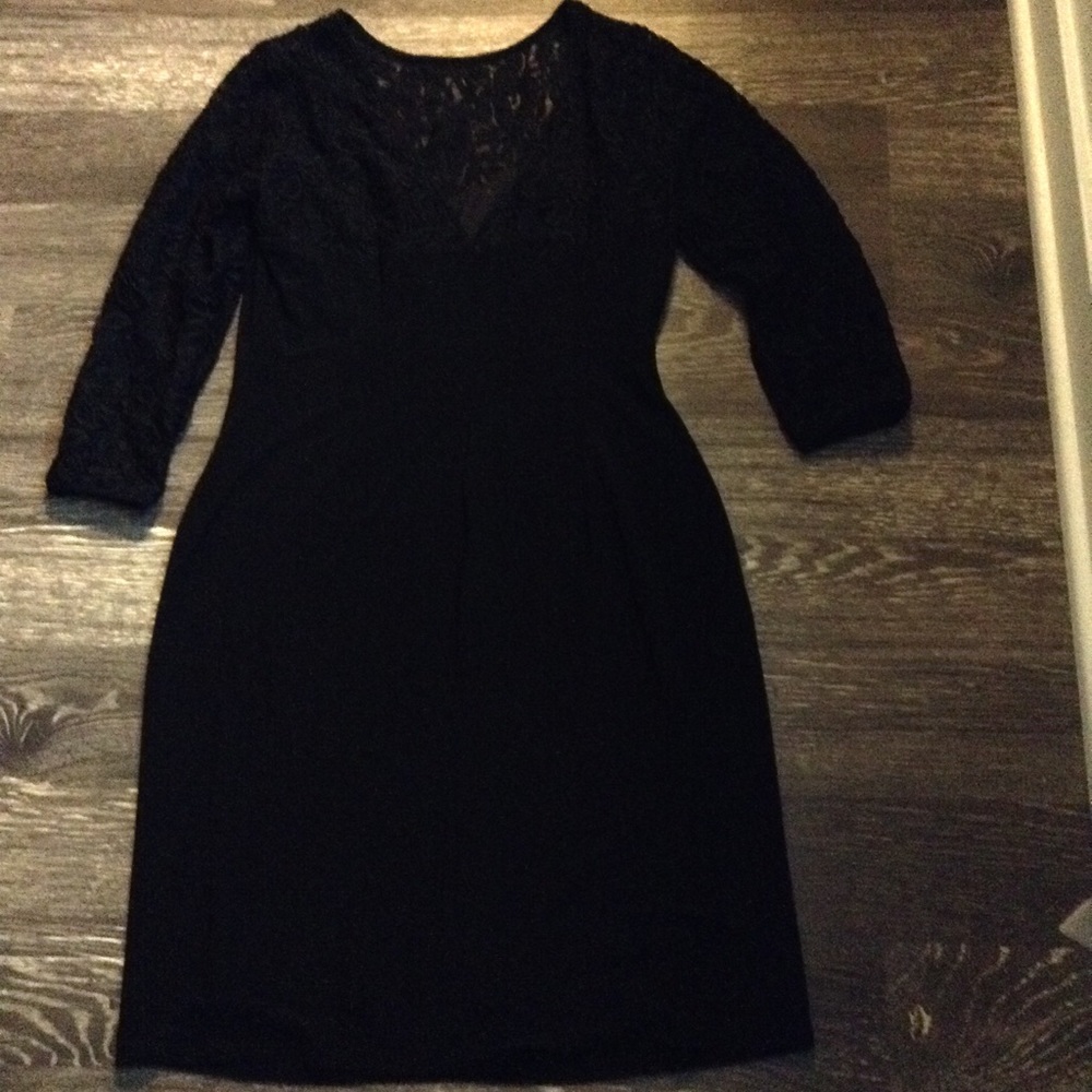Evan Picone black dress with lace design