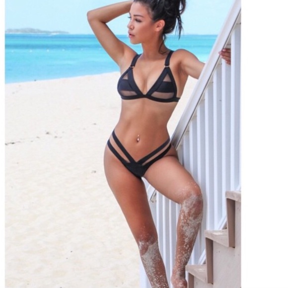 Eden - Black Mesh Strappy Bikini Set - Picture 5 of 8