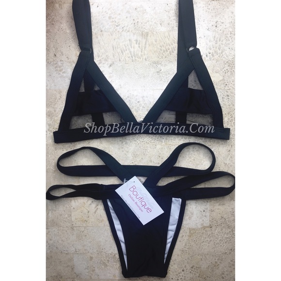 Eden - Black Mesh Strappy Bikini Set - Picture 7 of 8