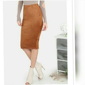 Faux suede pencil skirt