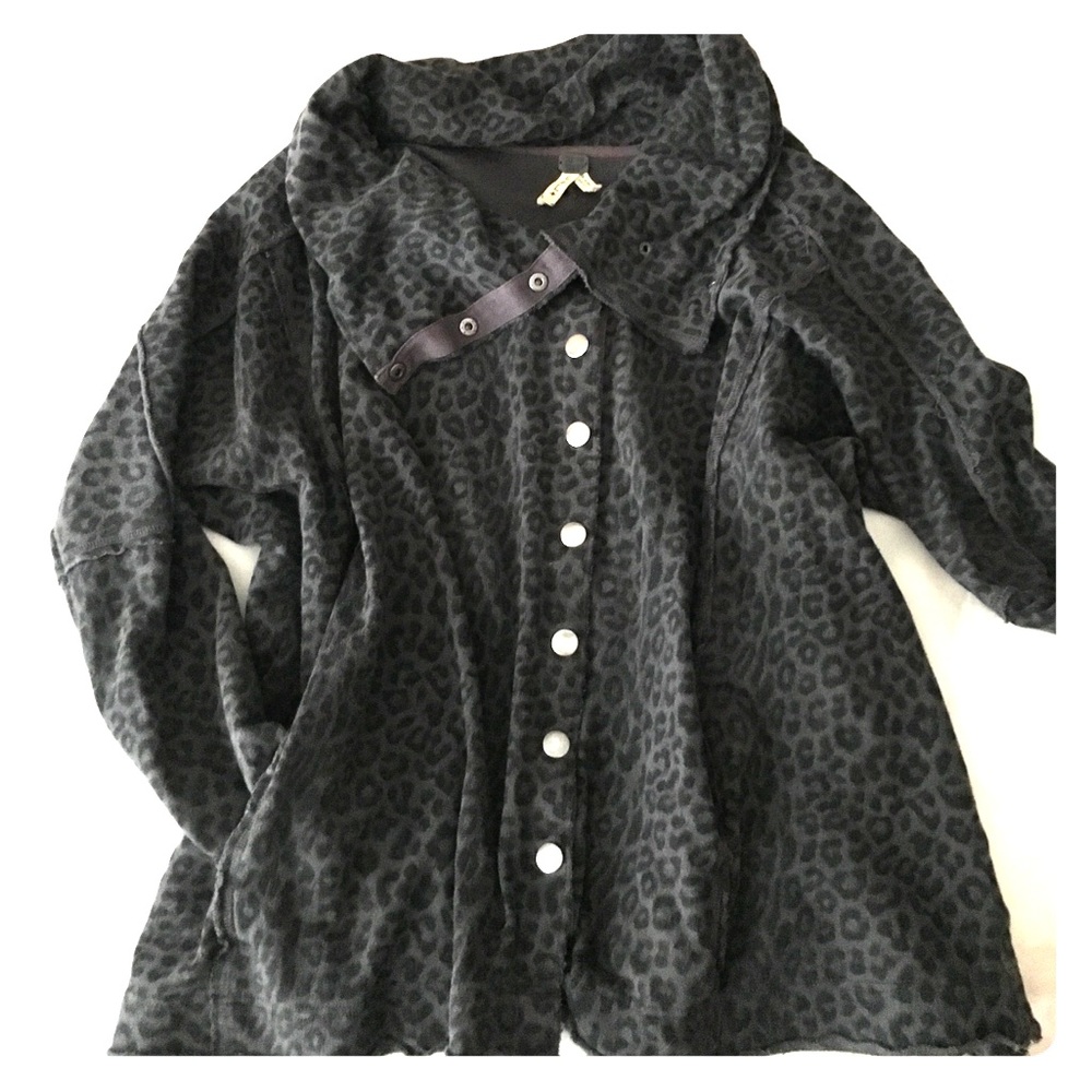 Free People French Terry Leopard Cardigan