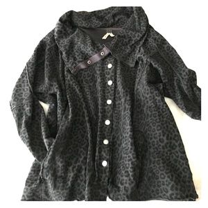 Free People French Terry Leopard Cardigan