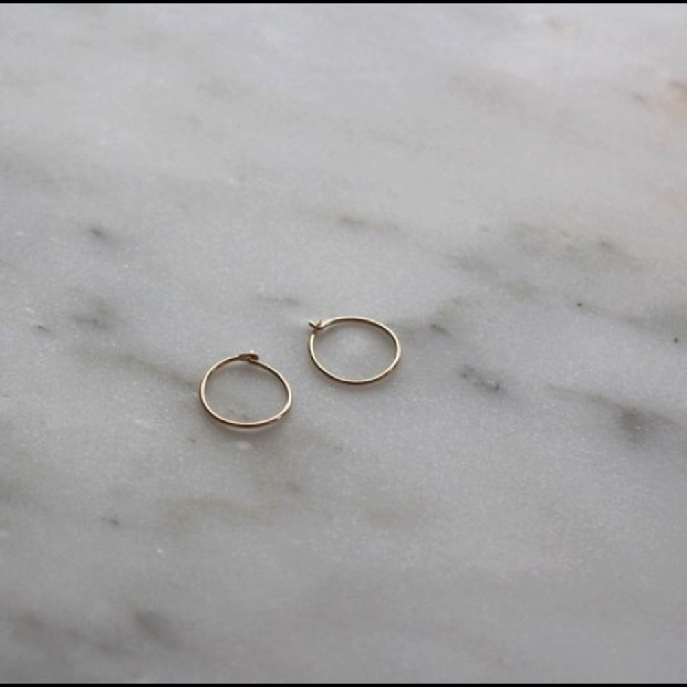 14K Solid Gold Tiny Mini Huggie Hoops (1 Pair)