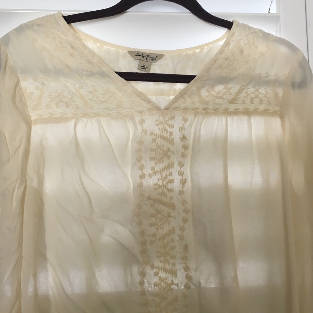 Lucky Brand ivory boho shirt