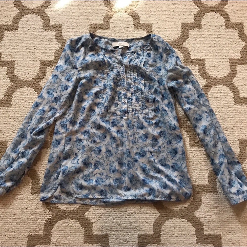 Loft blue floral blouse