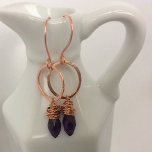 🎉SOLD🎉Copper and Purple Crystal Drop Earrings