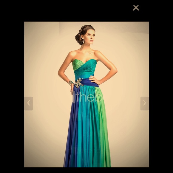 Will negotiate, gorgeous blueturquoise ombré gown. - Picture 1 of 3