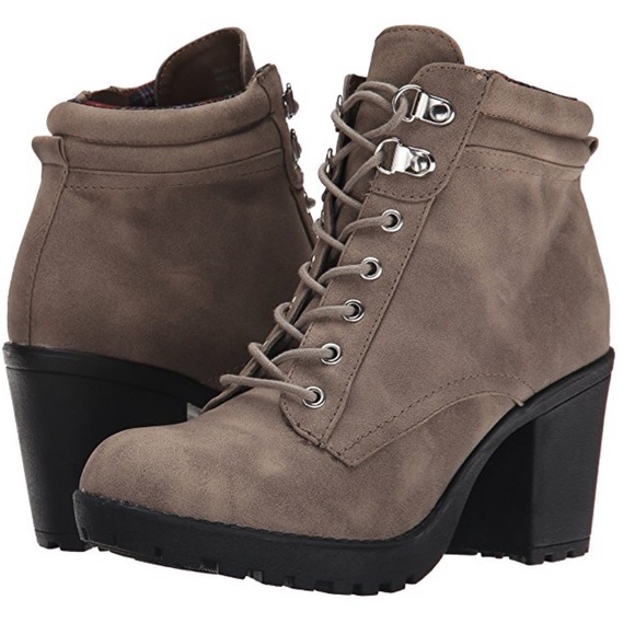 Taupe Lug Gore Rugged Combat Lace Up Boots - Picture 2 of 4