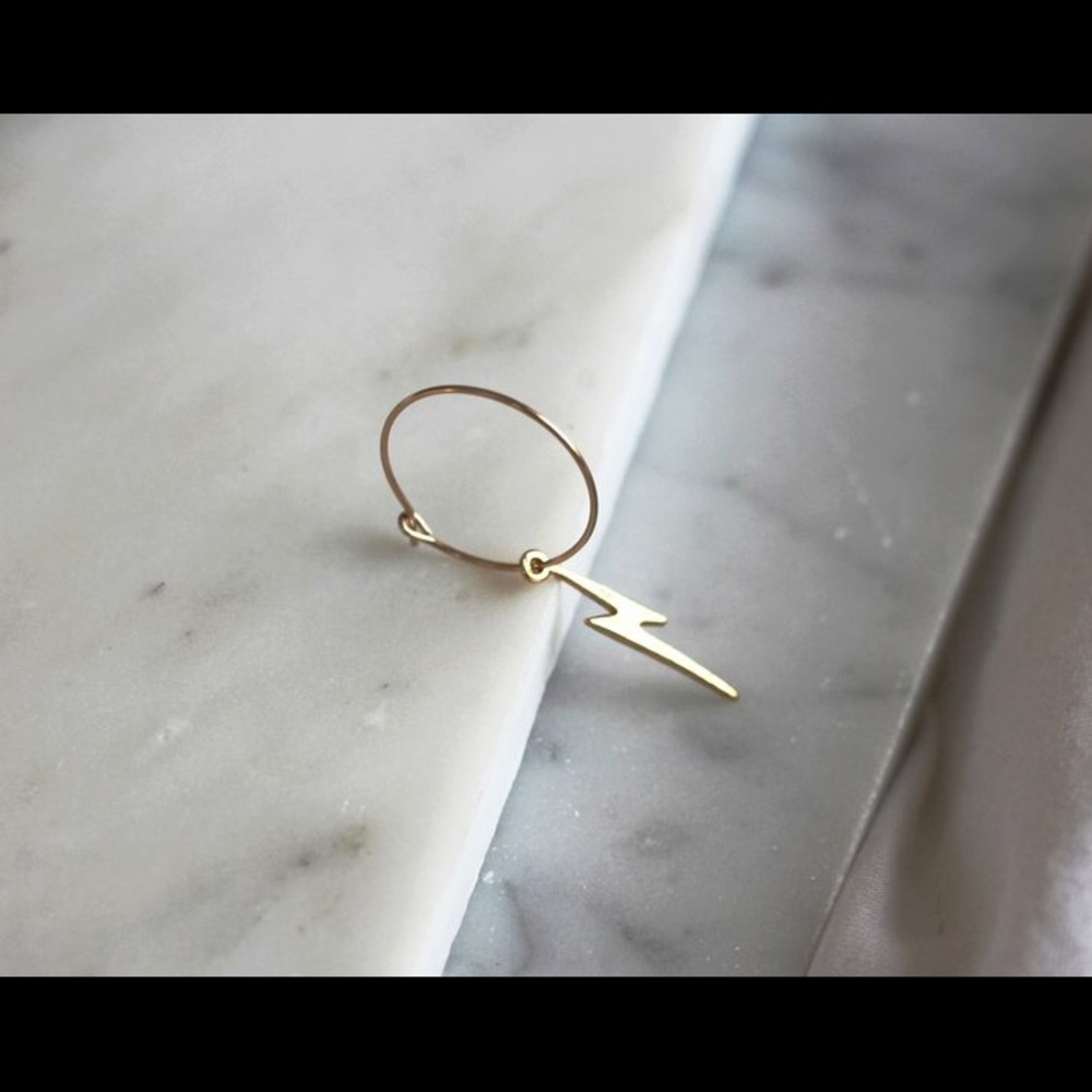 Gold Lightning Hoop Earring
