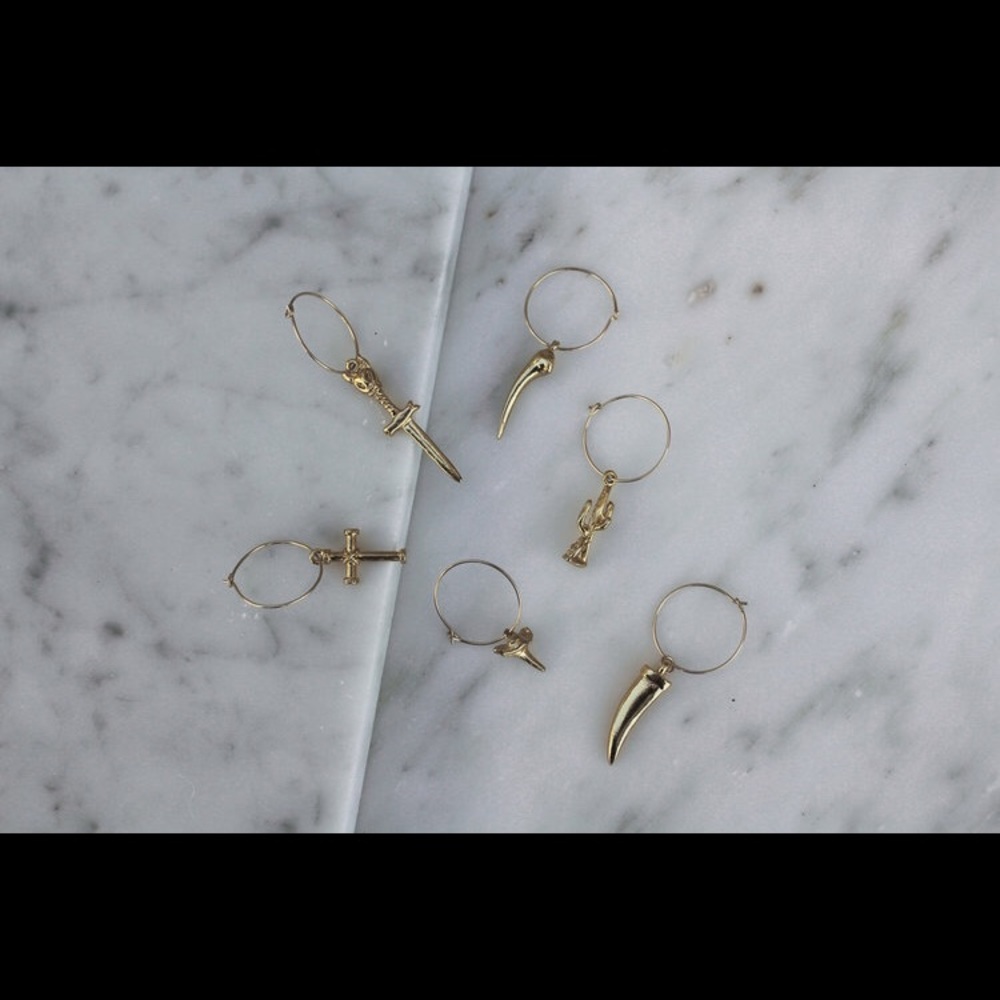 Gold Lightning Hoop Earring - Picture 2 of 2
