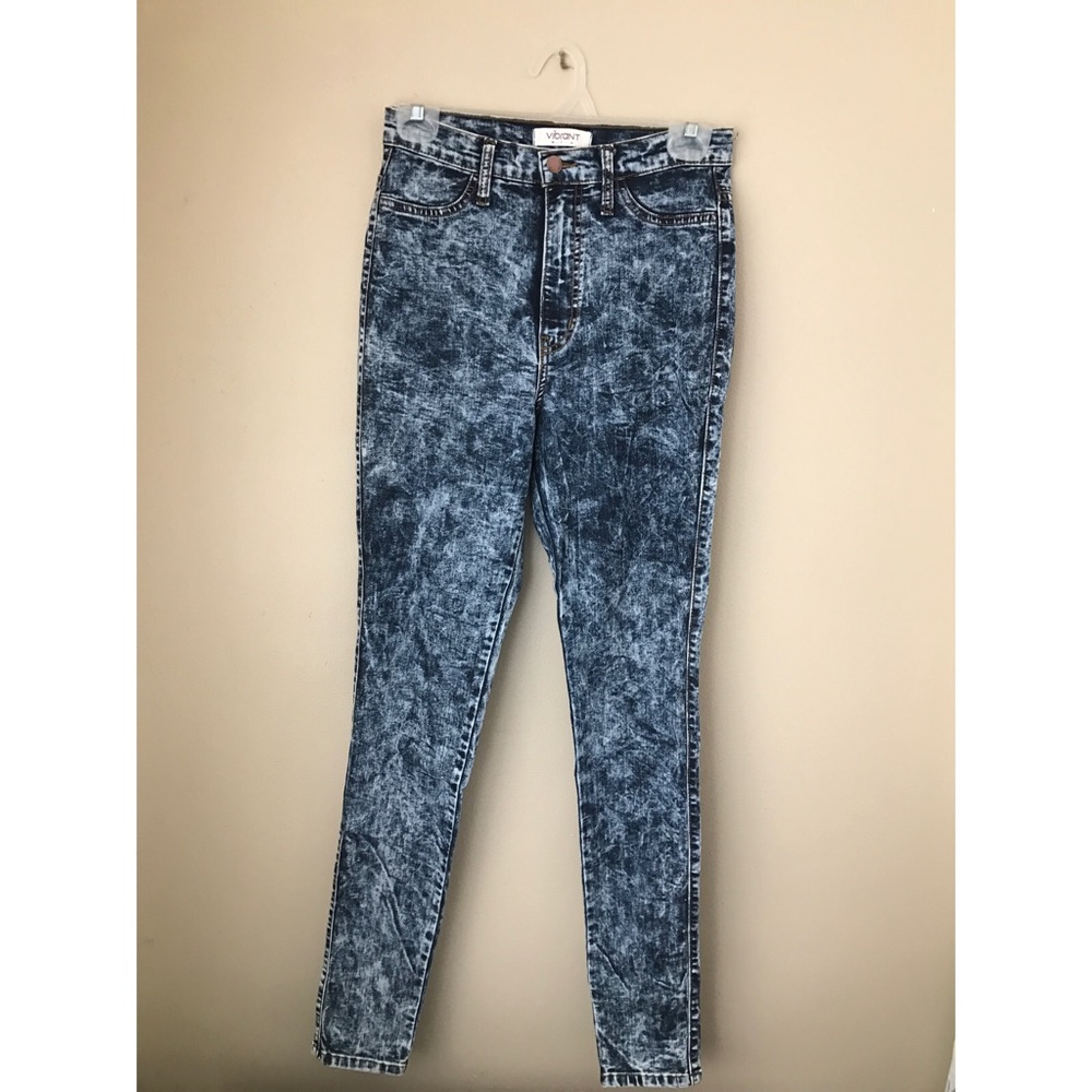 High Waisted Acid Washed Jeans