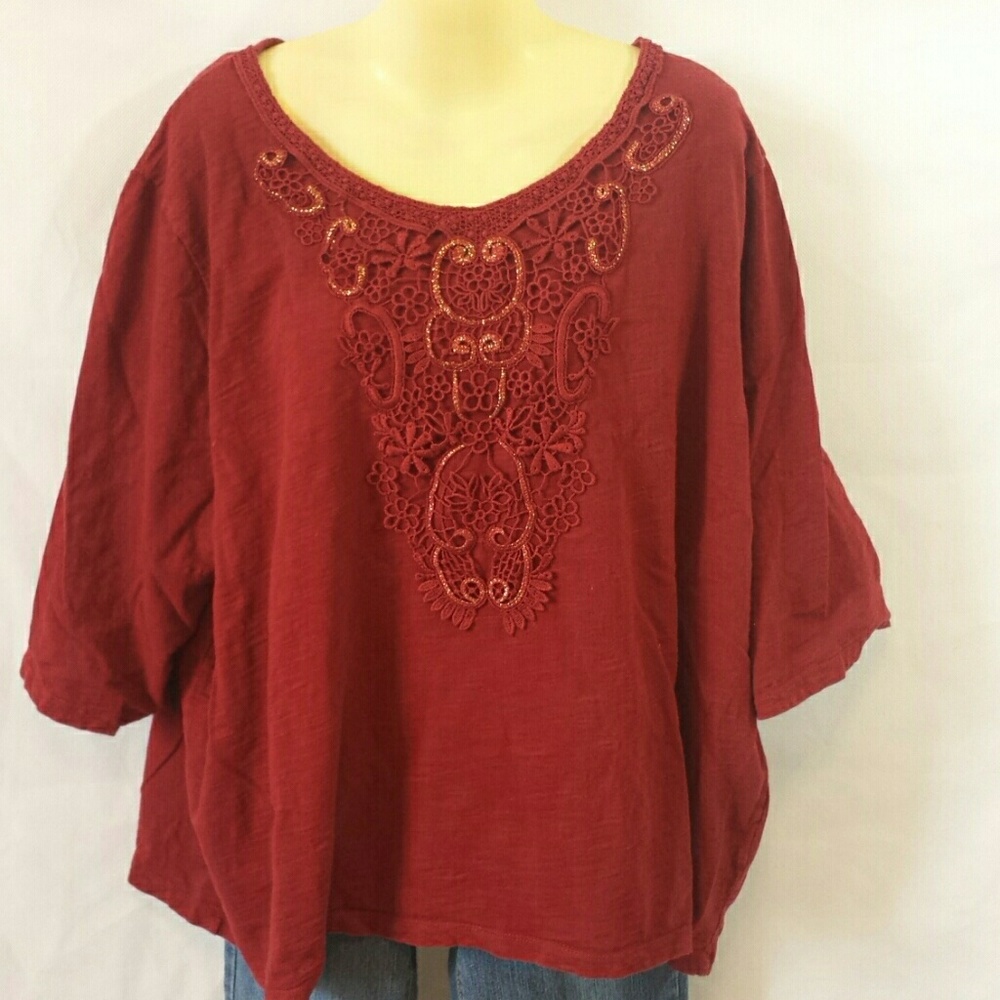 Crochet - lace detail front knit top