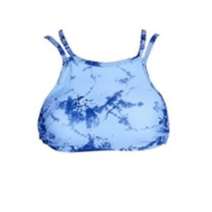 High neck tie dye blue bikini bathing suit