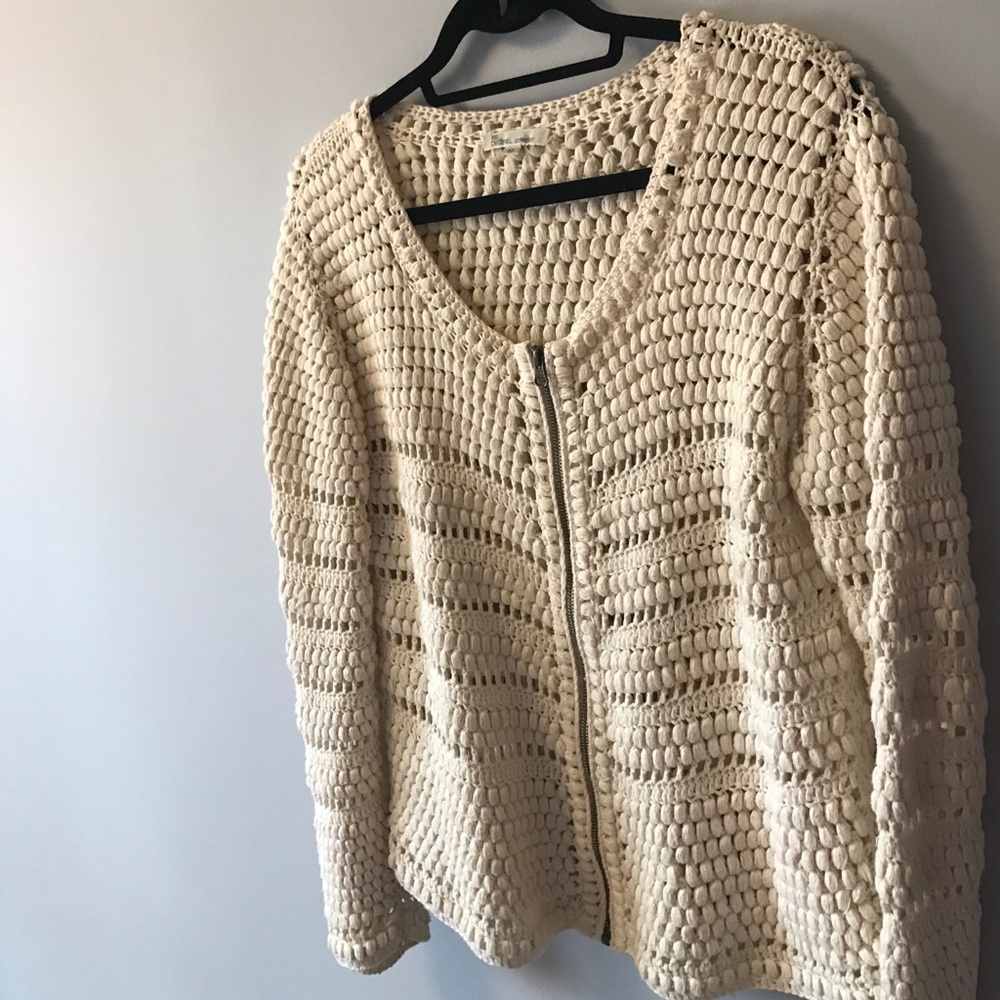 French designer knit boho zip up