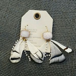 Anthropologie Feathered Druzy Earings